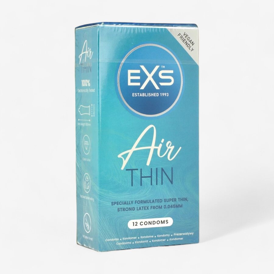 EXS Condoms EXS Air Thin Ultraohut Kondomi 0,045 mm – Luonnollinen Tuntuma 12 kpl