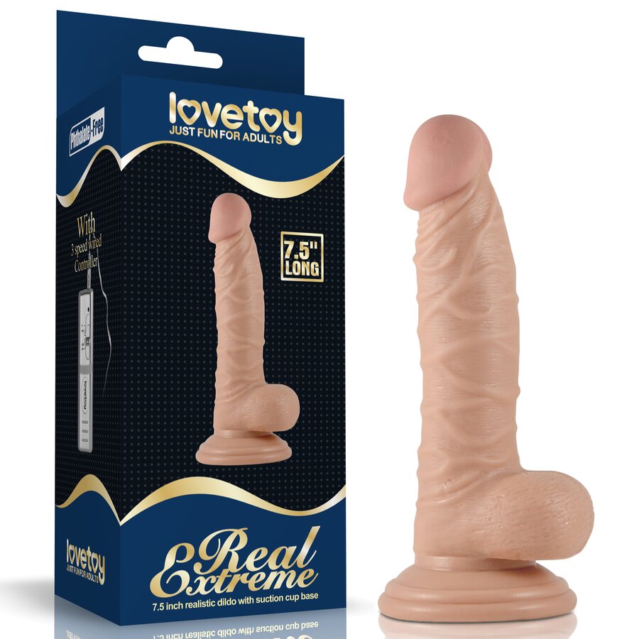 Lovetoy Real Extreme 7,5” – realistinen dildo imukupilla (PVC, ftalaatiton)