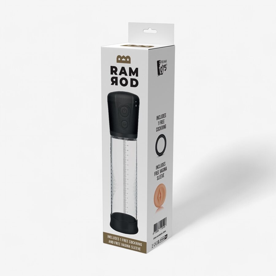 Dream Toys RamRod Automaattinen Penispumppu – 3 nopeutta, läpinäkyvä sylinteri + penisrengas & vaginasleeve