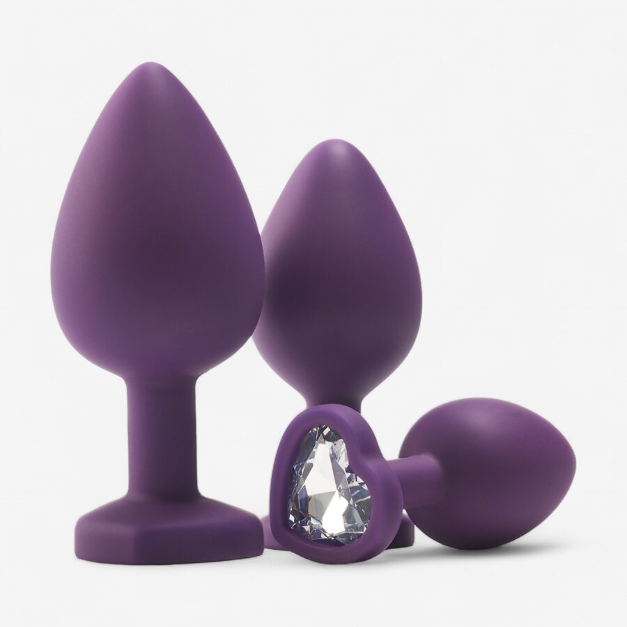 FLIRTS Silikoninen Anaalitappisetti 3 kpl – Koristetimantilla, Lila