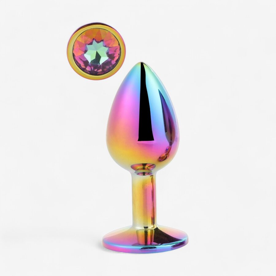 Dream Toys Gleaming Love – Monivärinen jalokivi-anustappi, metallinen (S)