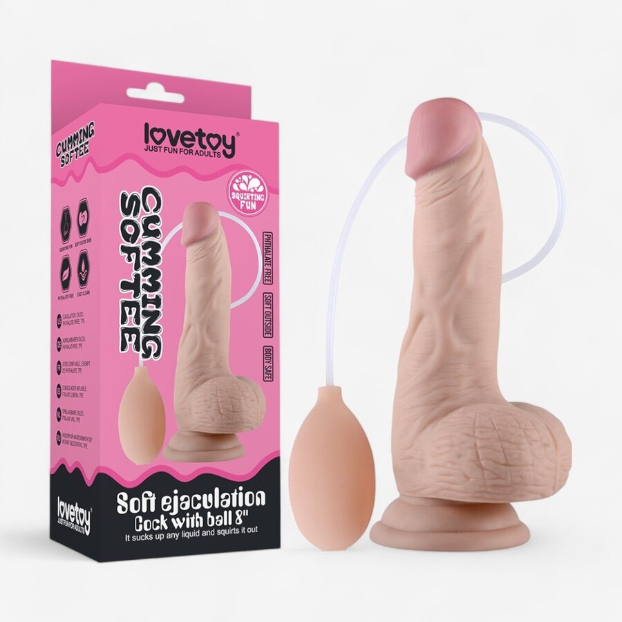 Lovetoy Realistinen Laukeava Dildo – Cumming Softee, Imukupilla ja Ejakulaatiotoiminnolla