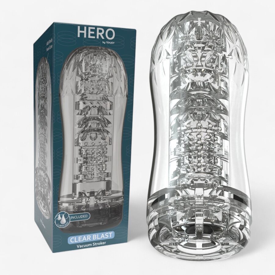 Toy Joy HERO Clear Blast – Läpinäkyvä vakuumimasturbaattori (18 cm)