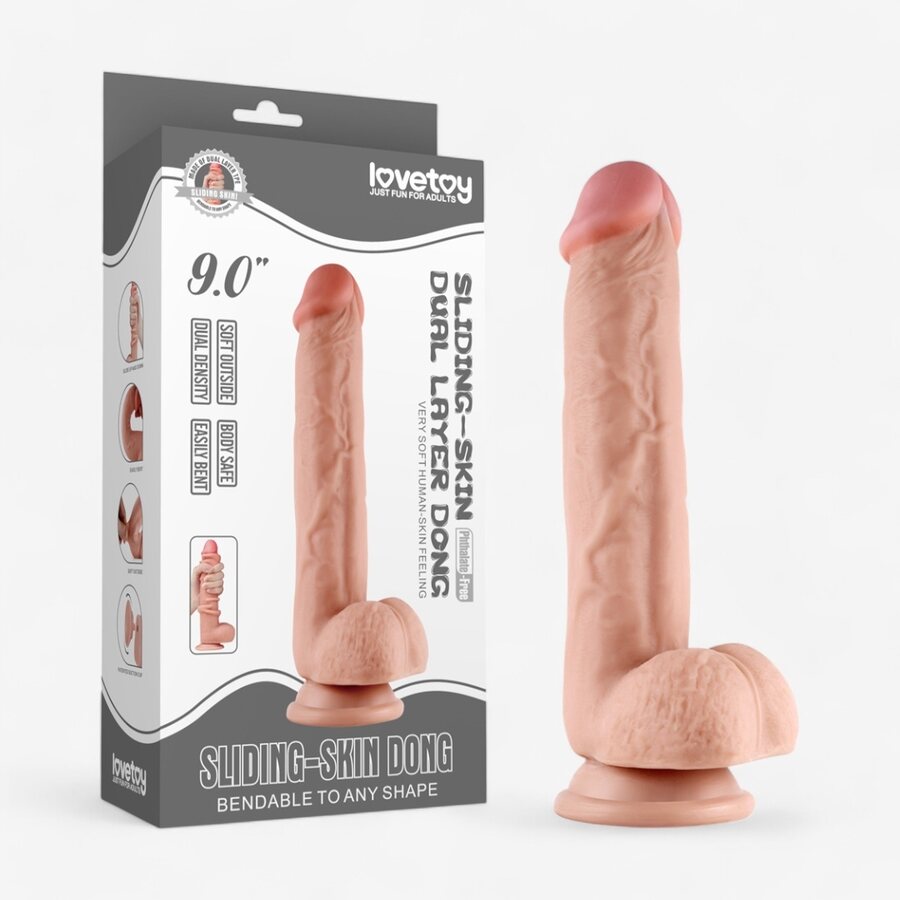Lovetoy Sliding-Skin Realistinen Dildo 24 cm – Kaksikerros, irrotettava imukuppi