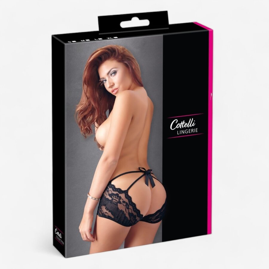 Cottelli Lingerie Avoimet Pitsipikkuhousut – Pepusta Auki, Takana Rusetti