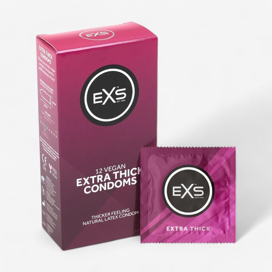 EXS Condoms Extra Thick (Extra Safe) – Paksummat Kondomit 12 kpl, 53 mm
