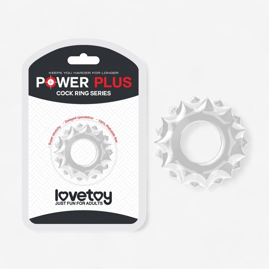 Lovetoy Penisrengas Power Plus – Nystyröity Joustava TPE 1,7 cm (Läpinäkyvä)