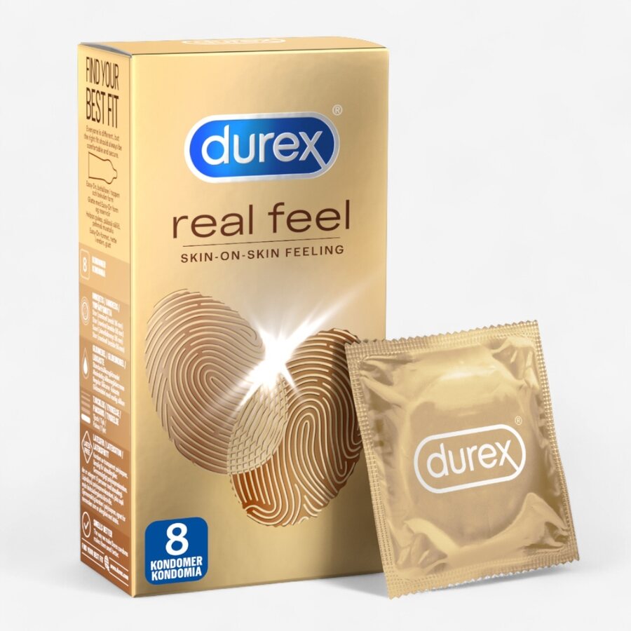 Durex Real Feel – Lateksiton Kondomi 56 mm (8 kpl)