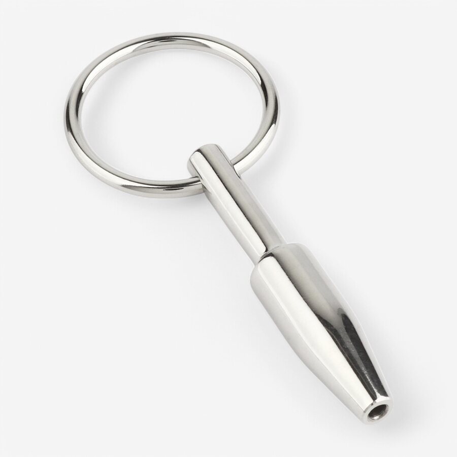 Mr. Steel Mini Open – Ontto teräksinen penisplugi rengaskahvalla 7,6 cm (8/9/10 mm)