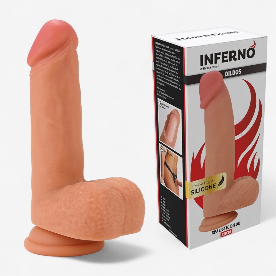Hidden Desire Realistinen Dildo – Nestemäinen Silikoni, Imukupilla, 20 cm