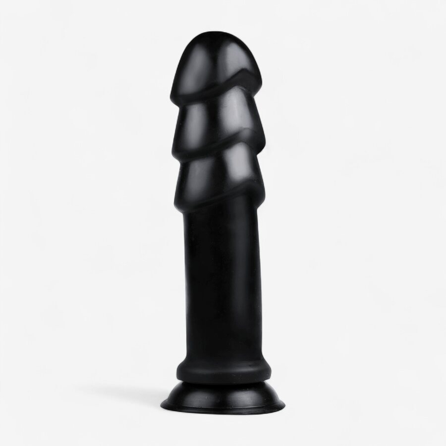 Buttr XXL Musta Dildo Imukupilla – 28,9 cm Taipuisa PVC