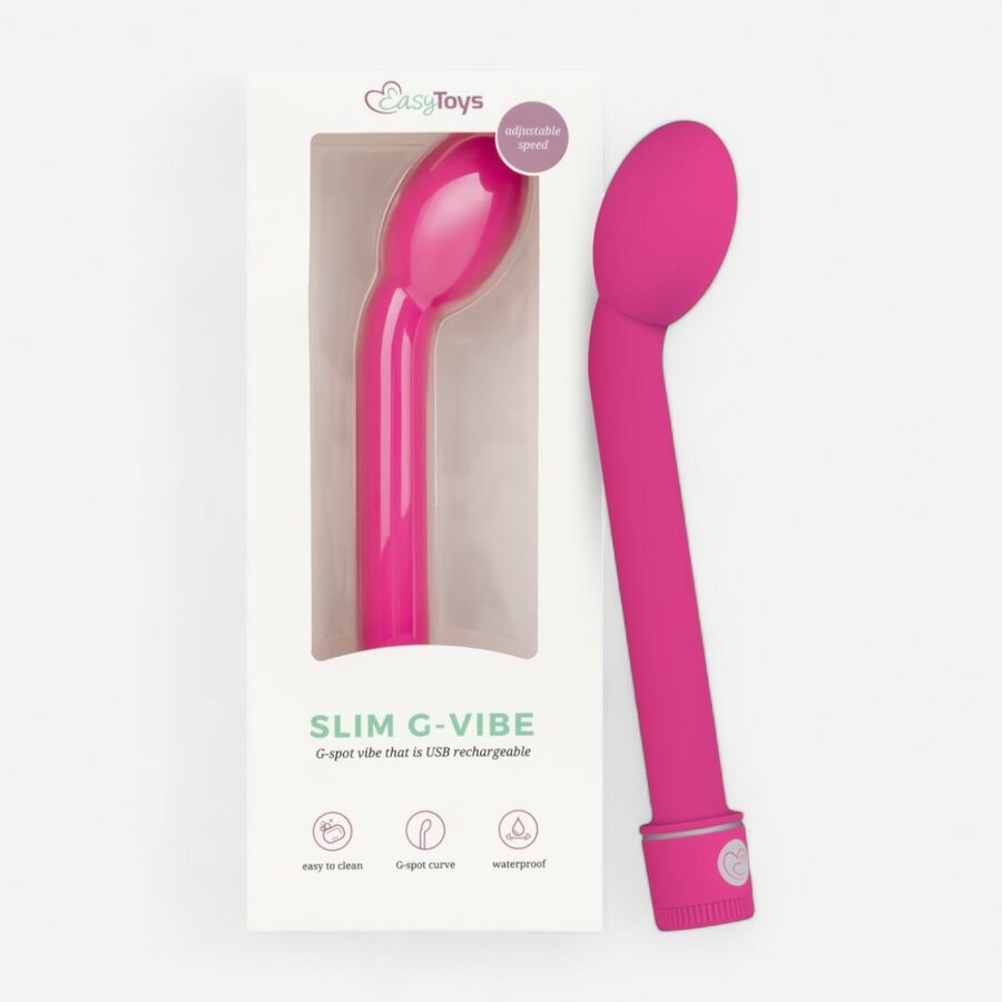 Easy Toys Slim Curve – Ladattava G-piste Vibraattori 21 cm, Pinkki