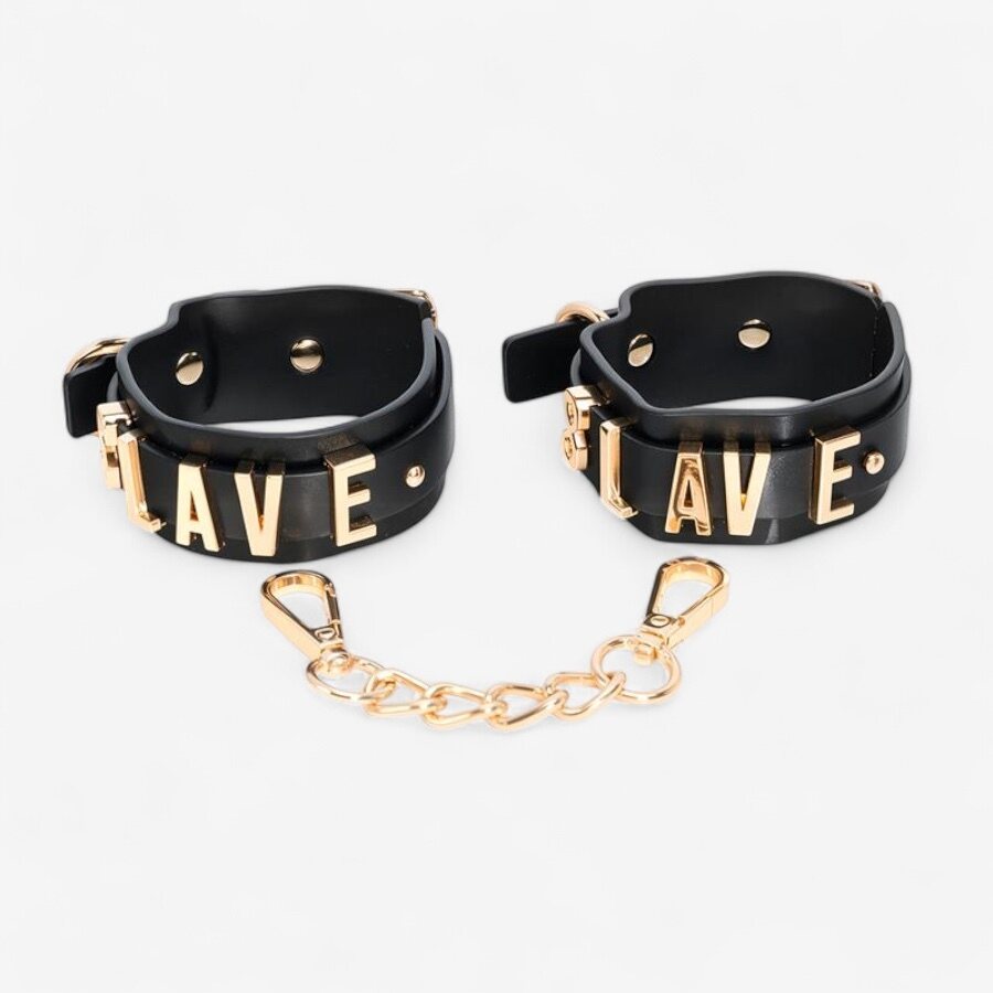 LateToBed SLAVE Rannekahleet – Musta & Kultainen Ketju