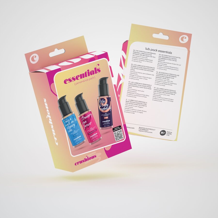 Crushious Essentials Liukuvoidepakkaus – Vesipohjainen, Mansikka & Anal (3 x 50 ml)