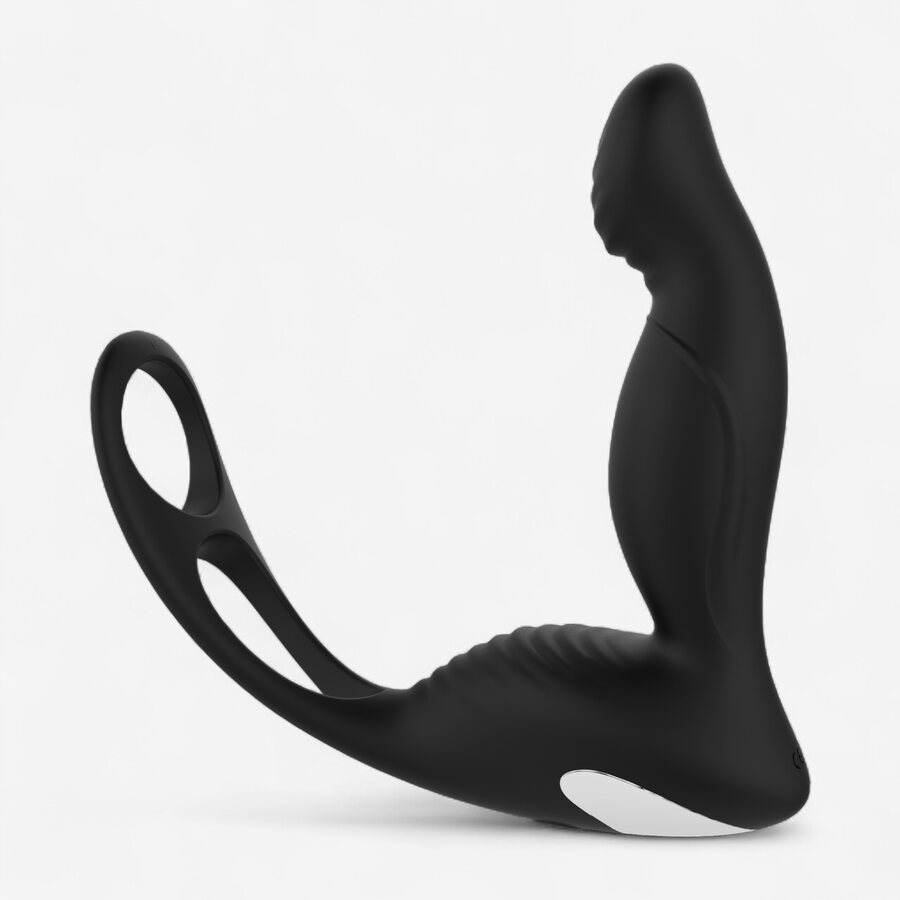 Dream Toys P-Pleaser – Eturauhasvibraattori kaksoisrenkaalla (ladattava, 9 ohjelmaa)