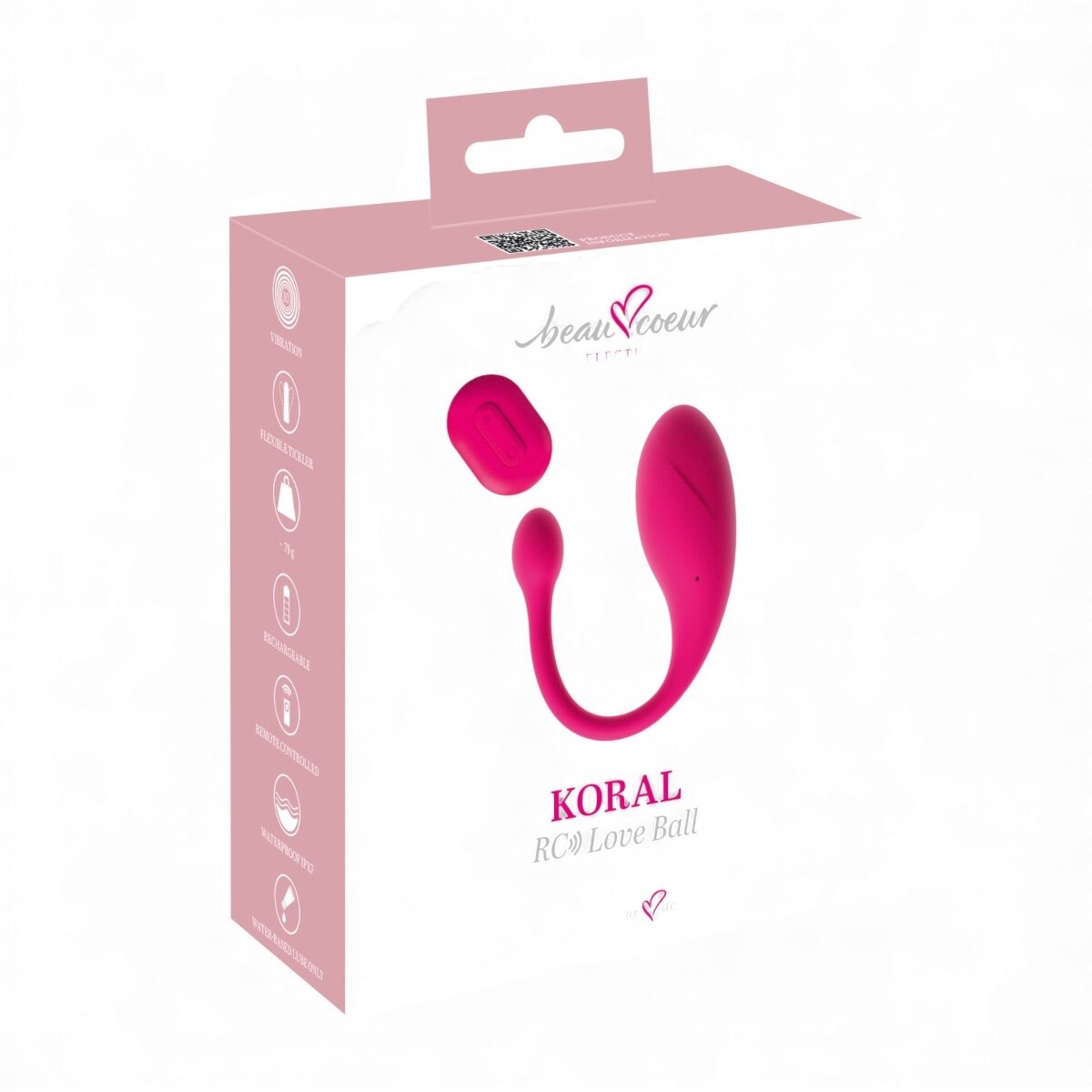 Beau coeur KORAL – Kauko-ohjattava Vibro-Lovepallo